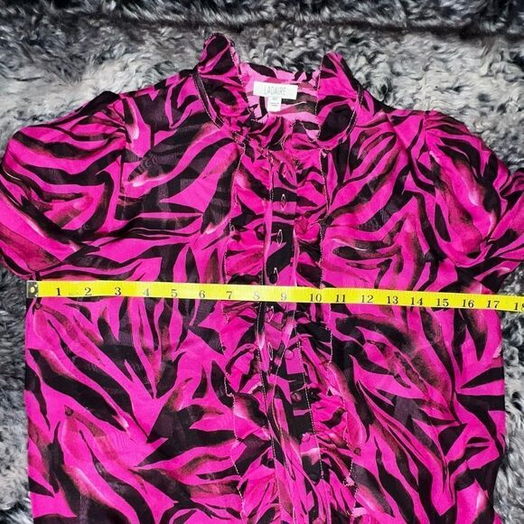 Gorgeous Ladaire Zebra Print 100%Silk Blouse, Hot Pink - Picture 16 of 16